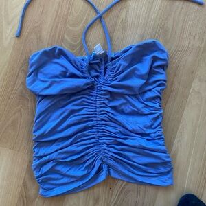 Urban Outfitters indigo blue / purple Ruched Halter Crop Top